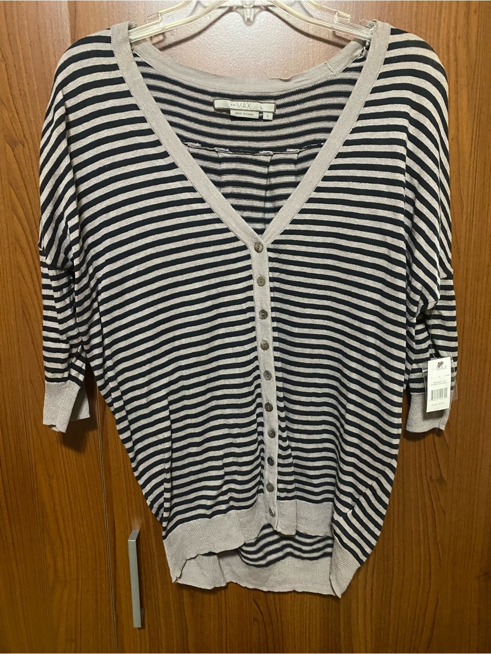 To The Max Striped V-Neck Cardigan, Lightweight Button Down Boho Casual Sweater